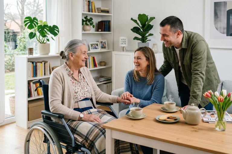 Baka u kolicima nakon operacije kuka